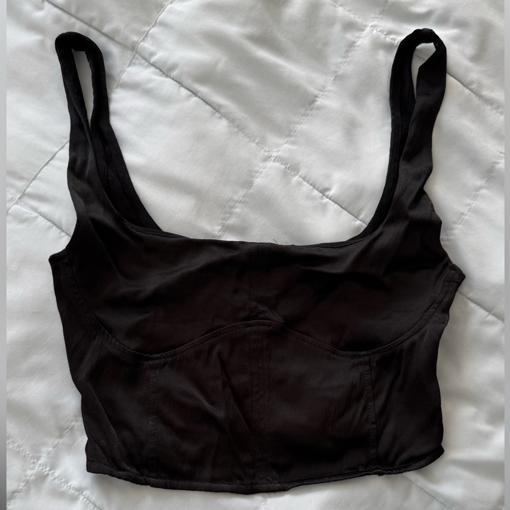 Zara Cropped Satin Bustier Tank